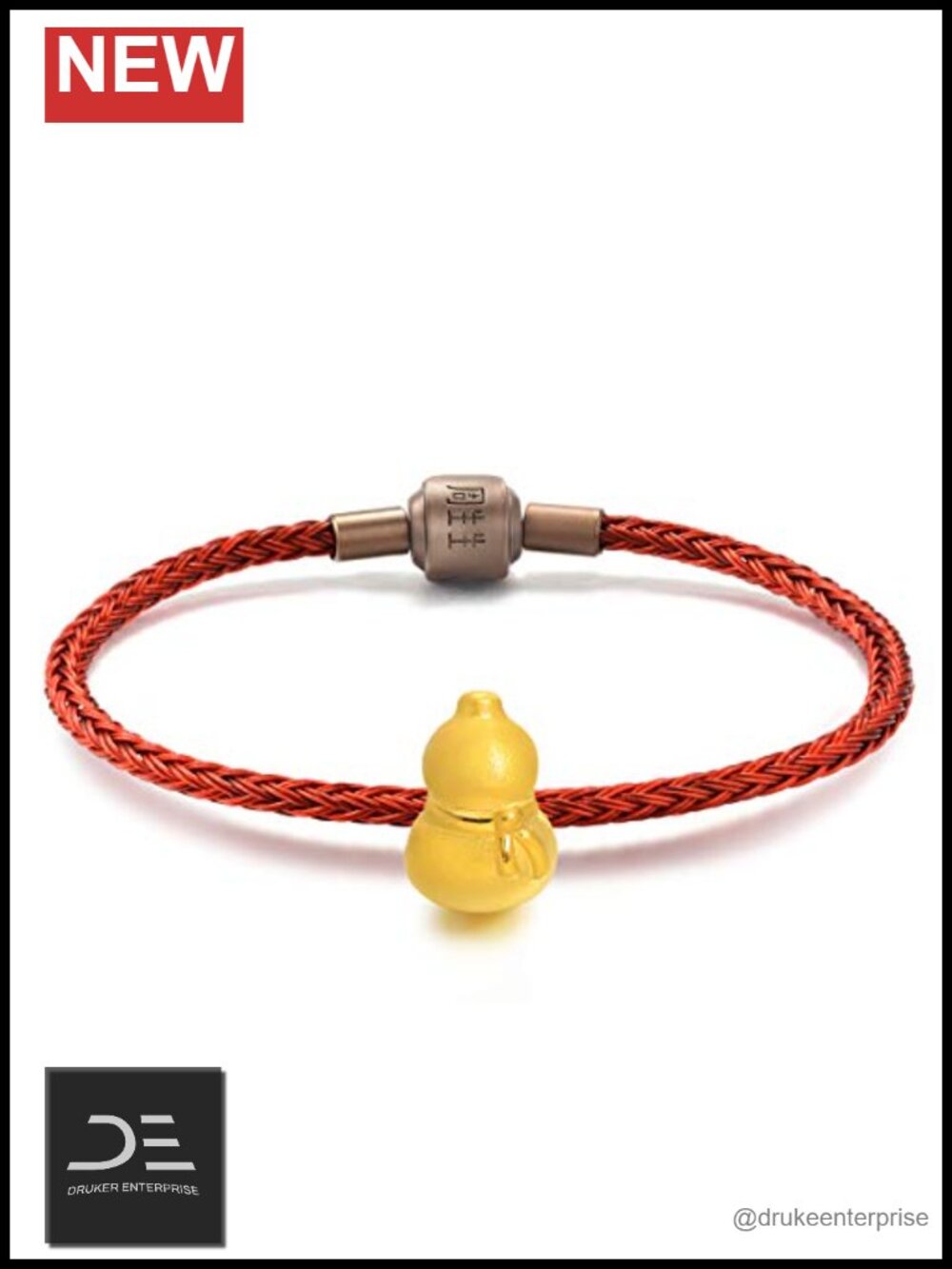 24K Gold Gourd Charm Bracelet for Women 19cm